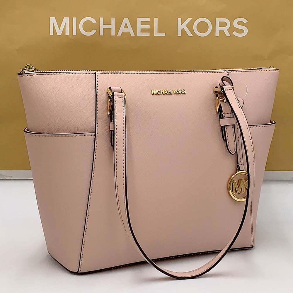 MICHAEL KORS CHARLOTTE LARGE TOP ZIP POWDER BLUSH - Picture 3 of 16